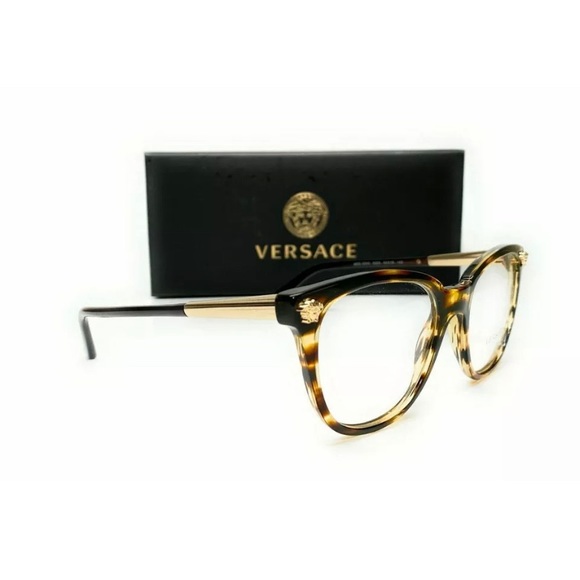 Versace VE3242 5202 Striped Havana Eyeglasses 54mm - Picture 3 of 7